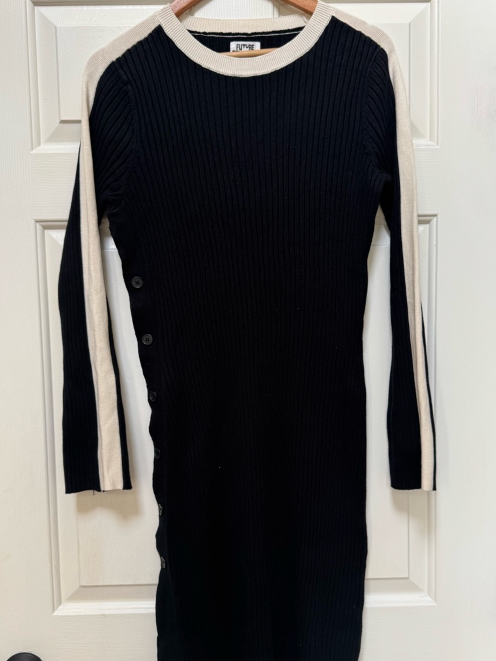 Future Collective Kahlana barfield Brown L  ribbed maxi dress Black/cream